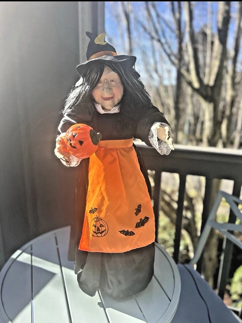 Vintage Tangs Animated Witch Halloween Figure Glowing Red Eyes Sound Taiwan Flaw